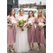 A-Line Short V Neck Modest Bridesmaid Dresses 902158