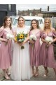 A-Line Short V Neck Modest Bridesmaid Dresses 902158