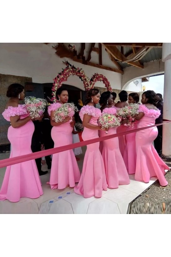 Mermaid Long Pink Off the Shoulder Bridesmaid Dresses 902159 Mermaid Long Pink Off the Shoulder Bridesmaid Dresses 902159