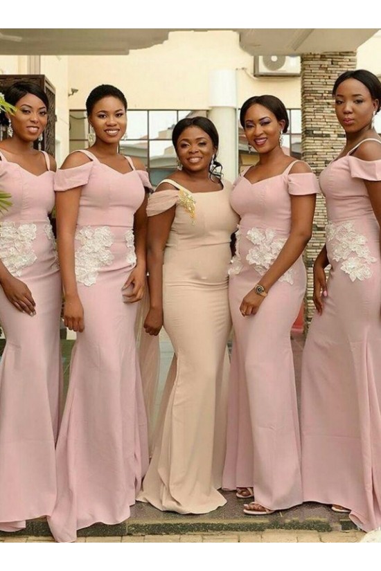 Long Pink Mermaid Lace Spaghetti Straps Bridesmaid Dresses 902160 Long Pink Mermaid Lace Spaghetti Straps Bridesmaid Dresses 902160