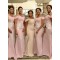 Long Pink Mermaid Lace Spaghetti Straps Bridesmaid Dresses 902160
