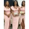 Long Pink Modest Floor Length Bridesmaid Dresses with Slit 902167
