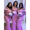 Long Pink Mermaid Spaghetti Straps Bridesmaid Dresses 902169