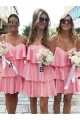 Short Pink Spaghetti Straps Bridesmaid Dresses 902170