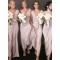 Sheath/Column V Neck Long Bridesmaid Dresses 902171