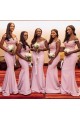 Long Pink Beaded Lace Floor Length Mermaid Bridesmaid Dresses 902172