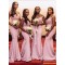 Long Pink Beaded Lace Floor Length Mermaid Bridesmaid Dresses 902172