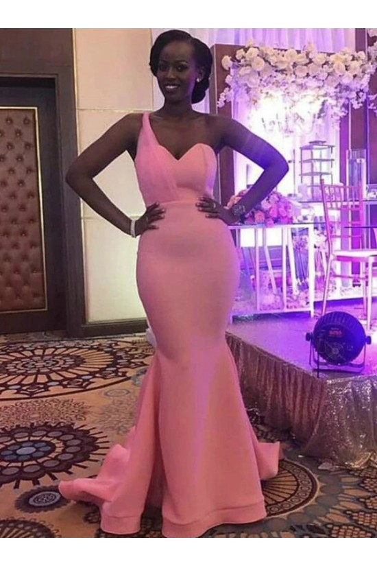 Long Pink Mermaid One Shoulder Floor Length Bridesmaid Dresses 902173 Long Pink Mermaid One Shoulder Floor Length Bridesmaid Dresses 902173
