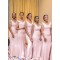 Long Pink Mermaid Modest Bridesmaid Dresses 902175