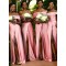 Long Pink Off the Shoulder Floor Length Bridesmaid Dresses with Slit 902178
