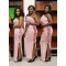 Long Pink One Shoulder Bridesmaid Dresses with Slit 902182