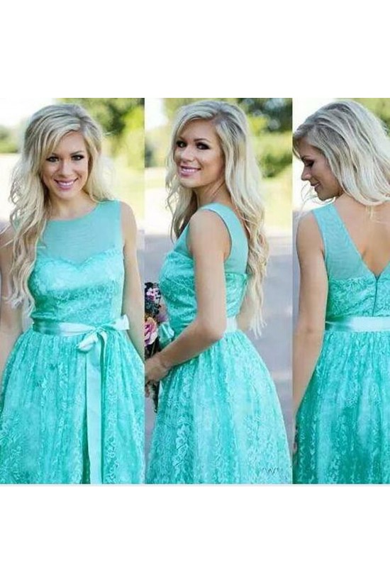 Short Knee Length Lace Bridesmaid Dresses 902189