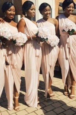 Long Sheath One Shoulder Bridesmaid Dresses 902191