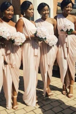 Long Sheath One Shoulder Bridesmaid Dresses 902191