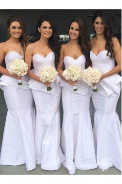 Long White Mermaid Sweetheart Bridesmaid Dresses 902193