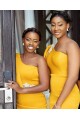 Modest Mermaid One Shoulder Long Bridesmaid Dresses 902196