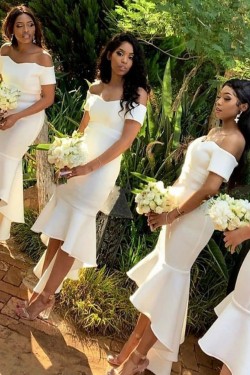 Mermaid Off the Shoulder Asymmetrical Bridesmaid Dresses 902199