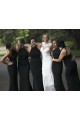 Long Black Mermaid Floor Length Bridesmaid Dresses 902200