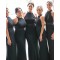 Long Black Mermaid Floor Length Bridesmaid Dresses 902200