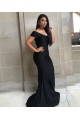 Long Black Mermaid Off the Shoulder Floor Length Bridesmaid Dresses 902201