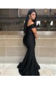 Long Black Mermaid Off the Shoulder Floor Length Bridesmaid Dresses 902201