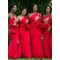Long Red Mermaid One Shoulder Bridesmaid Dresses 902205