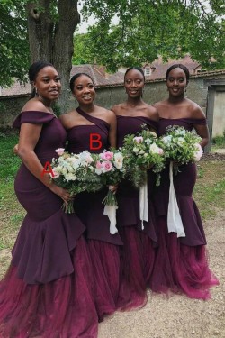 Long Mermaid Grape Purple Bridesmaid Dresses 902206