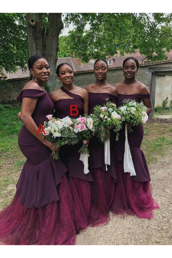 Long Mermaid Grape Purple Bridesmaid Dresses 902206
