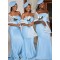 Long Blue Strapless Mermaid Bridesmaid Dresses 902208