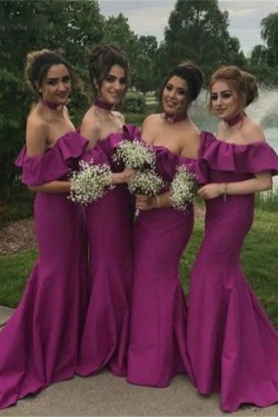 Long Purple Strapless Mermaid Bridesmaid Dresses 902209