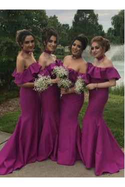 Long Purple Strapless Mermaid Bridesmaid Dresses 902209