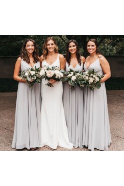 A-Line Long Chiffon Spaghetti Straps Bridesmaid Dresses 902211