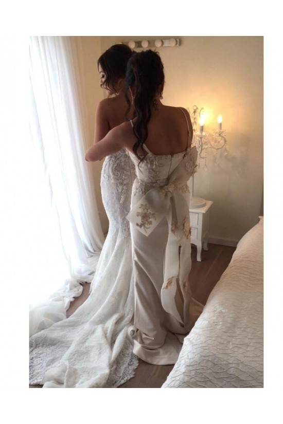Long Mermaid Lace Spaghetti Straps Bridesmaid Dresses 902216