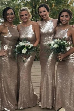 Long Mermaid Sequin Floor Length Bridesmaid Dresses 902221
