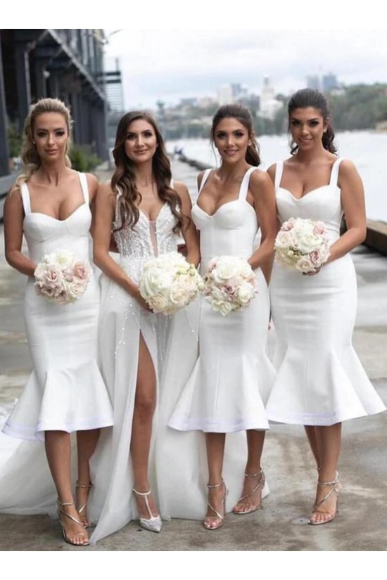 Short White Mermaid Bridesmaid Dresses 902222