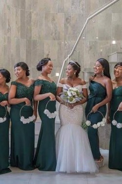 Long Mermaid Lace Off the Shoulder Bridesmaid Dresses 902226