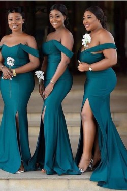 Mermaid Off the Shoulder Long Bridesmaid Dresses 902227