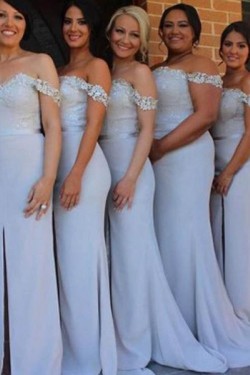 Long Mermaid Lace Off the Shoulder Bridesmaid Dresses 902229
