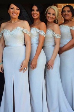 Long Mermaid Lace Off the Shoulder Bridesmaid Dresses 902229