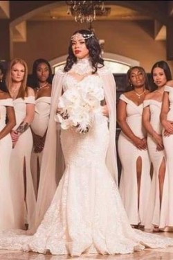 Long Mermaid Off the Shoulder Floor Length Bridesmaid Dresses 902231