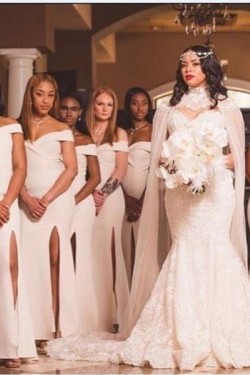 Long Mermaid Off the Shoulder Floor Length Bridesmaid Dresses 902231