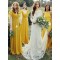 Long Yellow Chiffon V Neck Floor Length Bridesmaid Dresses 902232
