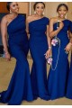 Long Royal Blue Mermaid One Shoulder Bridesmaid Dresses 902233