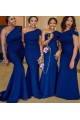 Long Royal Blue Mermaid One Shoulder Bridesmaid Dresses 902233