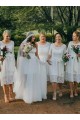 Short White Lace Bridesmaid Dresses with Sleeves 902234 Short White Lace Bridesmaid Dresses with Sleeves 902234