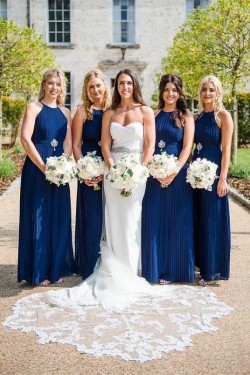 Long Royal Blue Chiffon Floor Length Bridesmaid Dresses 902243