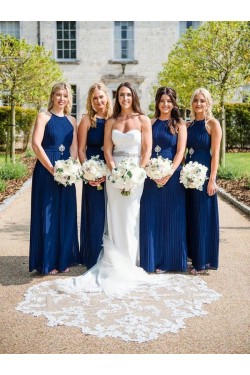Long Royal Blue Chiffon Floor Length Bridesmaid Dresses 902243