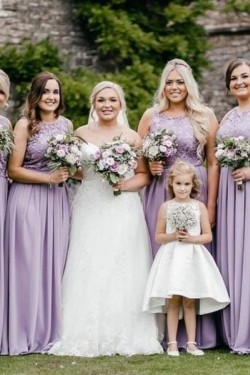 A-Line Chiffon and Lace Long Bridesmaid Dresses 902244