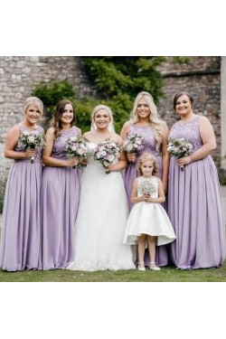 A-Line Chiffon and Lace Long Bridesmaid Dresses 902244