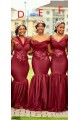 Mermaid Burgundy Long Bridesmaid Dresses 902245